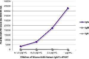 FLISA plate was coated with purified human IgG, IgM, and IgA. (Maus anti-Human IgG (Fc Region) Antikörper (SPRD))