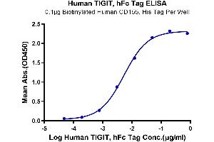 ELISA image for T Cell Immunoreceptor with Ig and ITIM Domains (TIGIT) (AA 22-141) protein (Fc Tag) (ABIN7275729)